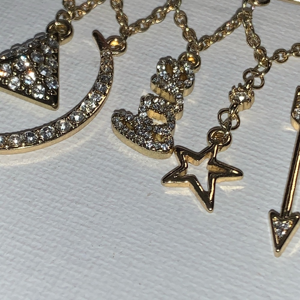Gold multi Charm safety pin Brooch✨